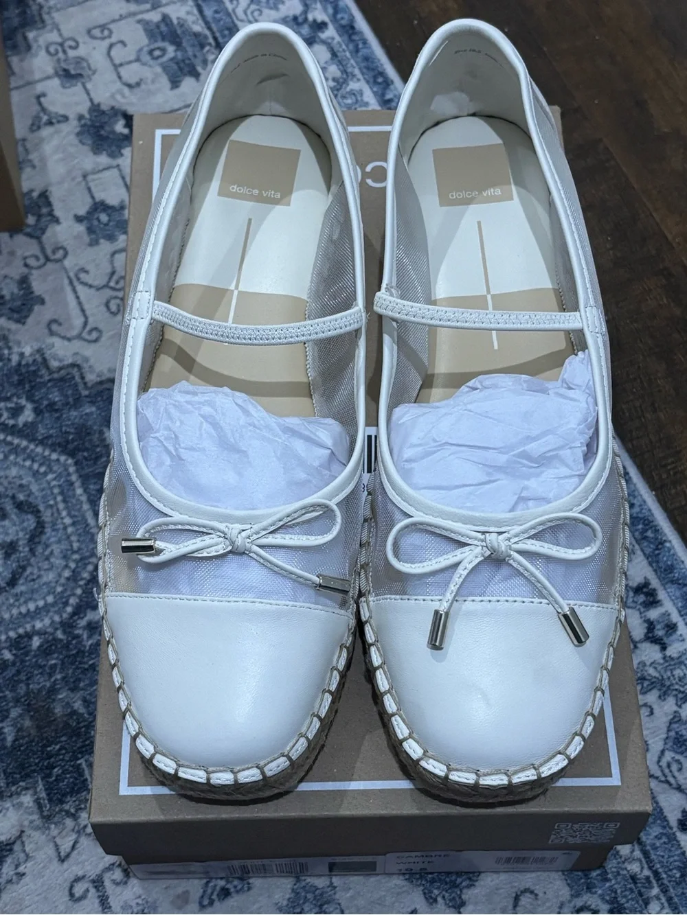 Dolce Vita Cream Mary Jane Espadrille Flats with Bow
